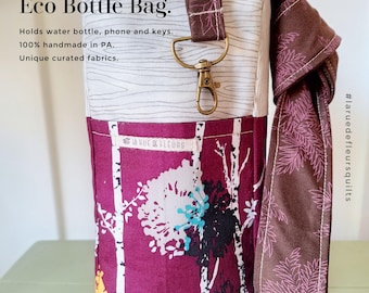 Handmade Cotton Water Bottle Bag: Birch Mountains Travel Bag
