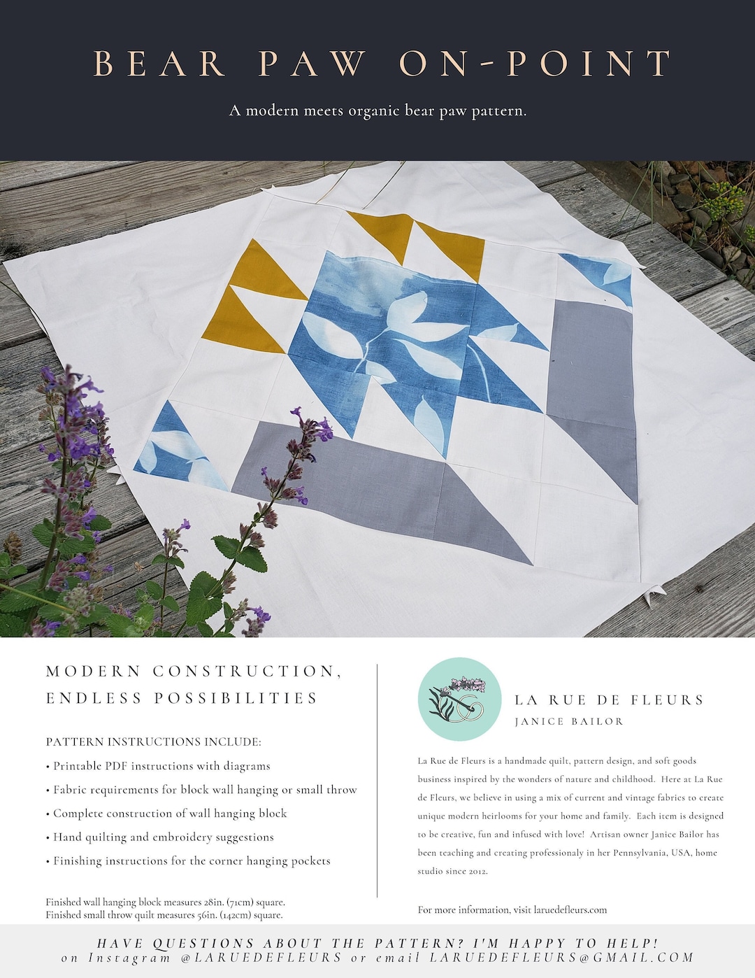 modern-bear-paw-quilt-pattern-bear-paw-on-point-pdf-pattern-scrap-friendly-wall-hanging-or-throw-quilt-printable-pdf-w-coloring-page-etsy