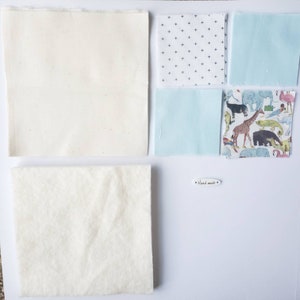 DIY Steppuntersetzer Kit, Anfänger Quilt Kit, Make It Yourself Gesteppt Untersetzer Kit mit Stoffen, Batting, Anleitung und Handmade Tag Blues Travelers