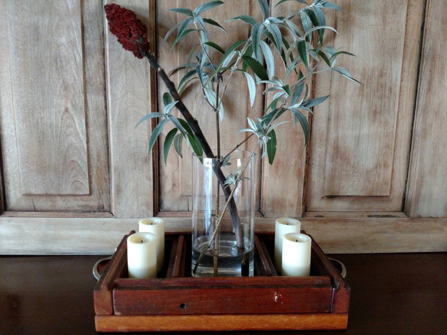 Rustic Wood Tabletop Tray Rustic Hardwood Compartment Tray