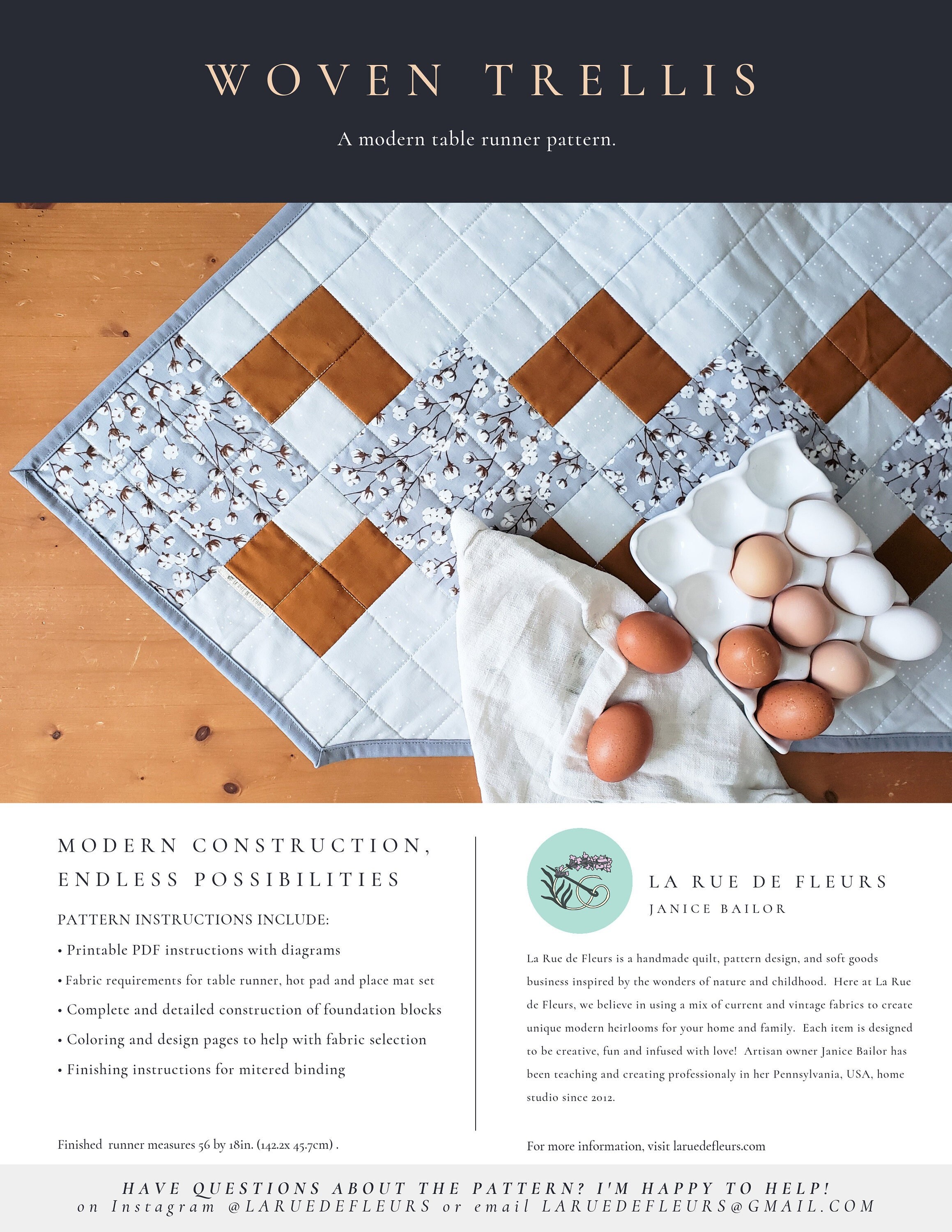 Woven Trellis Table Linens Bundle PDF Pattern - Etsy