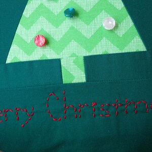 Christmas Tree Quilted and Embroidered Pillow