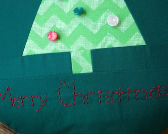 Christmas Tree Quilted and Embroidered Pillow