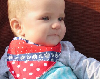 Bandanna Baby Bib (Buoy Nautical Patchwork), Sailor Baby Bib, Drool Baby Bib, Bandanna Baby Bib, Bandanna Bib, Red, White and Blue Baby Bib