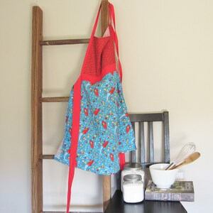 Vintage Style Apron, Rocket Kids Apron, Vintage Cartoon Apron, Hosting Apron, Cocktail Apron w/ Pockets, Rockabilly Style Apron, RTS