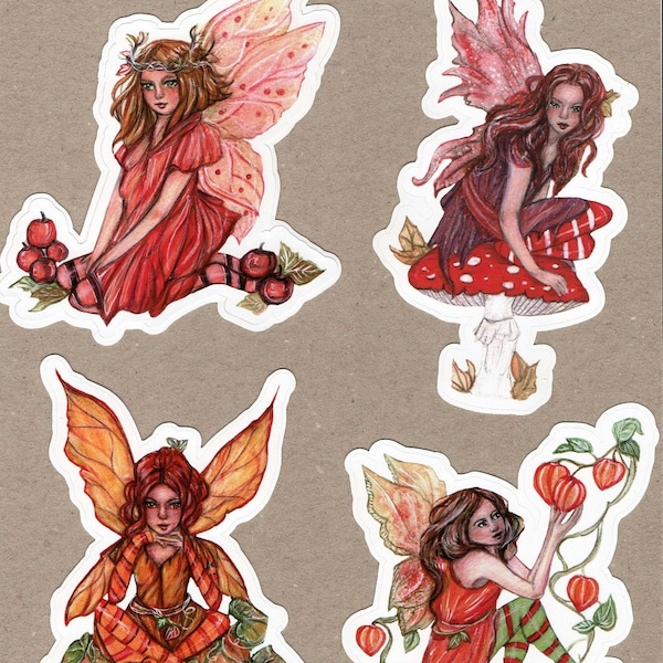 Autumn fairies stickers pack, autumn fairies stickers bundle, fairies laptop decals, fairies journal stickers, fairies clings