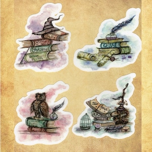 Witchy stickers, dark academia stickers, bookish stickers, reading stickers, witch stickers, magic stickers, school of magic