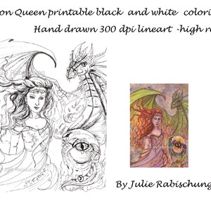 Dragon Queen Coloring Page Dragon Coloring Page Printable - Etsy