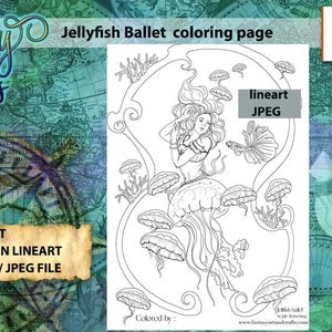 Jellyfish mermaid coloring page,mermaid coloring page,mermay marvels coloring, mermay madness coloring page,mermaid lineart coloring page