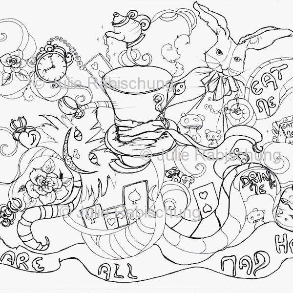 Wonderland coloring page-Alice in wonderland coloring page-wonderland coloring-wonderland adult coloring-Alice in wonderland coloring