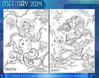 cute mermaids and sea animals coloring pages, mermay 2024 monarch coloring event, cute mermaids coloring pages, mermaids coloring pages