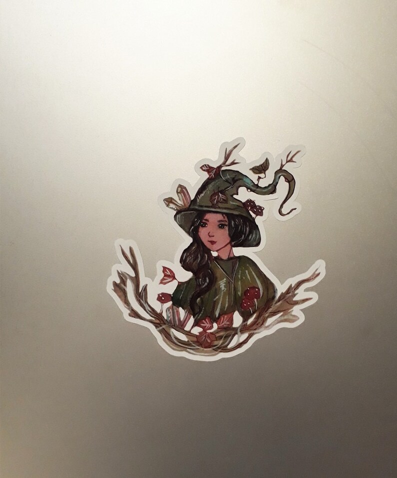wicca sticker,green witch nature witch sticker earth withch laptop decal witch vinyl decal witch laptop decal earth witch vinyl sticker