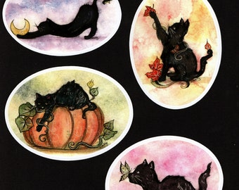 Zwarte katten sticker, zwarte kat vinyl sticker, zwarte kat sticker, katten sticker, zwarte kat, zwarte kat decal, zwarte kat stans sticker, kat