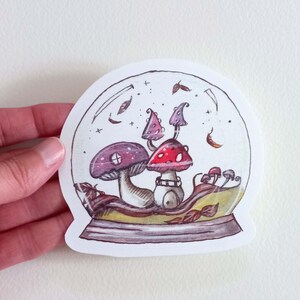 Mushroom terrarium sticker, fantasy mushroom sticker,  mushroom sticker, cottage core mushroom sticker, mushroom laptop decal
