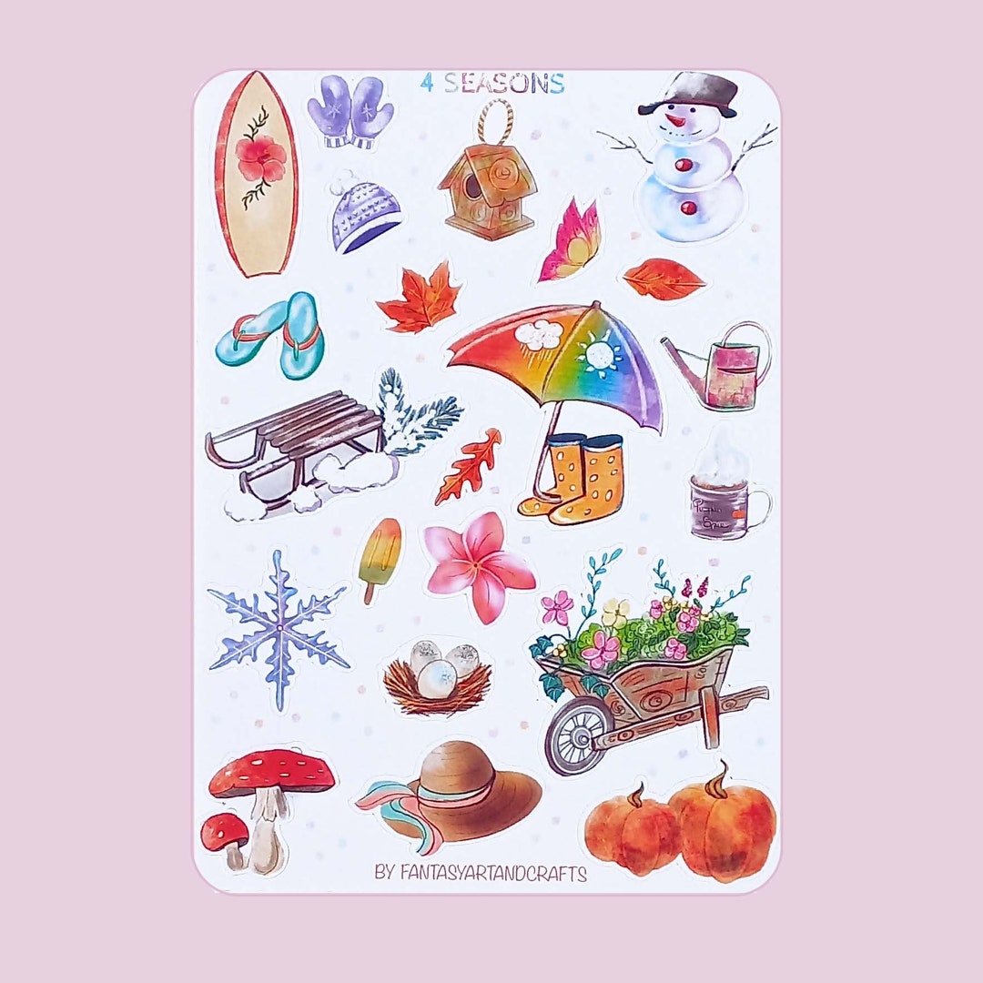 Sazon Stickers 4 Seasons Stickers Sheet, Seasons Journal Stickers, Seasons Planner ...