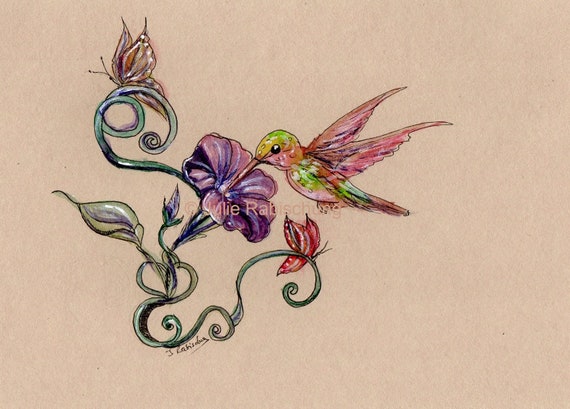 Hummingbird Tattoo Designtattoo Flashtattoo Etsy