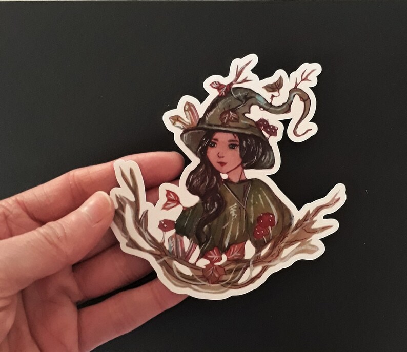 wicca sticker,green witch nature witch sticker earth withch laptop decal witch vinyl decal witch laptop decal earth witch vinyl sticker