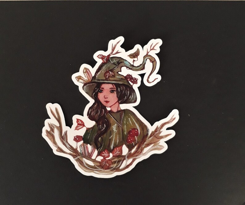 wicca sticker,green witch nature witch sticker earth withch laptop decal witch vinyl decal witch laptop decal earth witch vinyl sticker