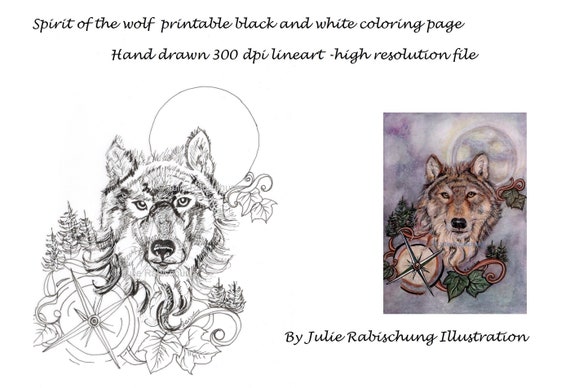 printable wolfnatureneo traditionalsymbolism coloring pageanimal  adult coloringdigital stampdigi stampcrafts suppliescoloring