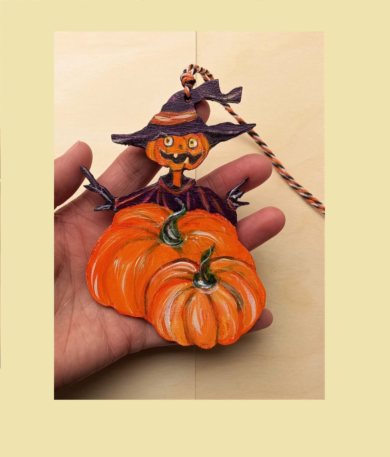 Halloween Wood Decor, Scarecrow & Pumpkin Wall Halloween Autumn Cutout, Decor