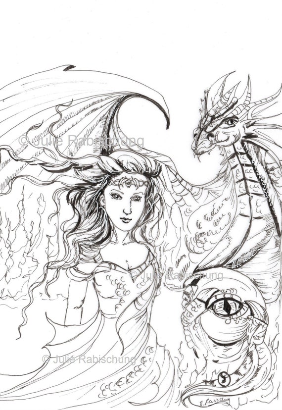 Dragon Queen Coloring Page Dragon Coloring Page Printable - Etsy