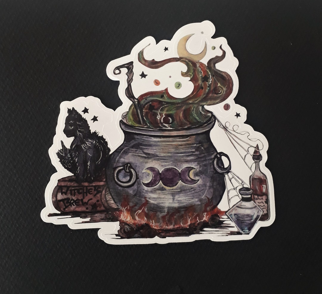Witch Cauldron Vinyl Sticker, Glossy Vinyl Sticker, Cauldron Sticker ...