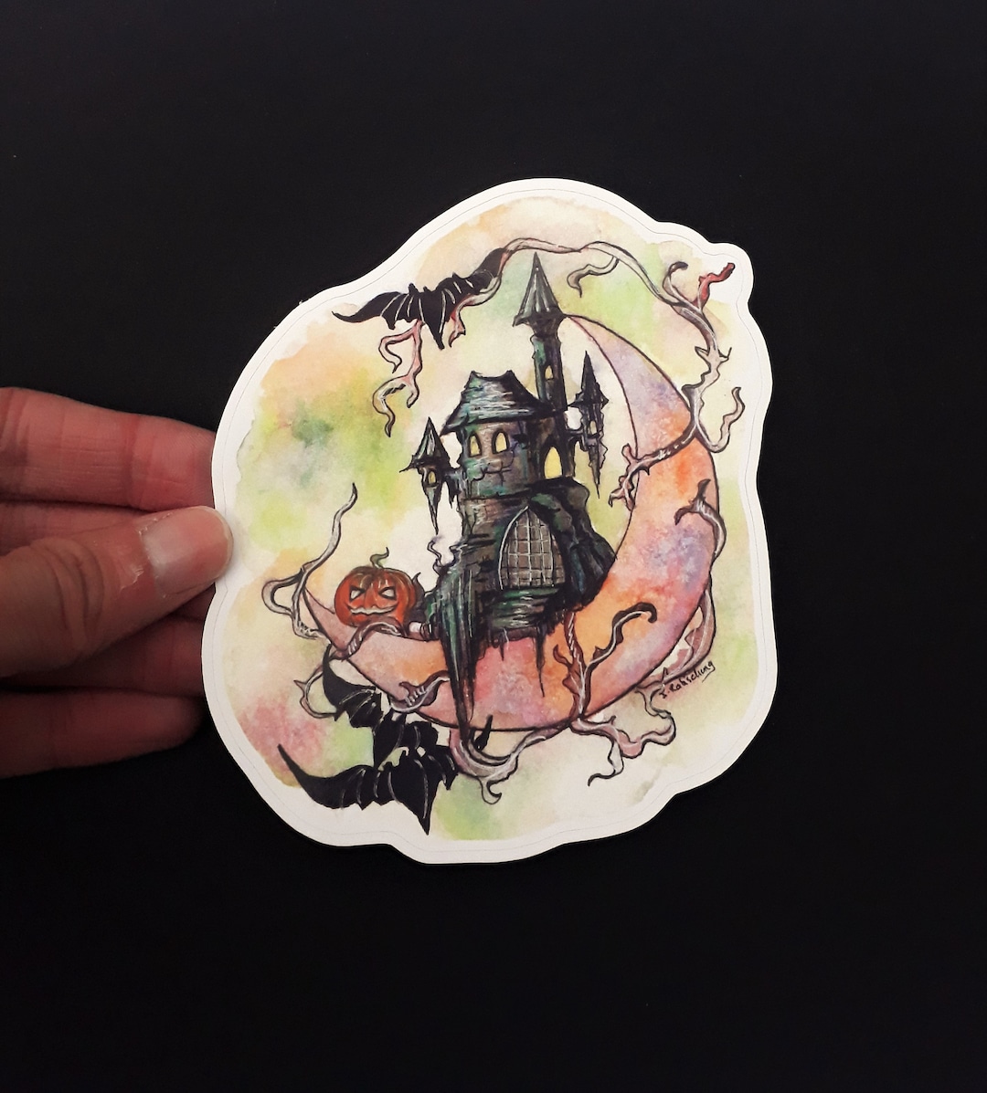 Halloween Vinyl Sticker, Haunted House Vinyl Decal, Halloween Vinyl ...