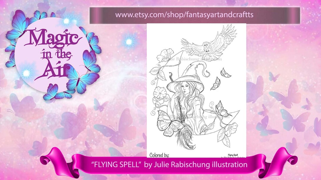 Witch Coloring Page, Magic Coloring Page, Fantasy Coloring Page, Witch