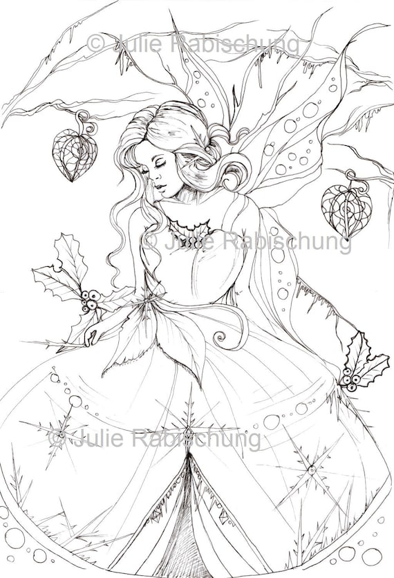 fairy coloring pagedigital printable coloring page winter fairy coloring  pagewinter coloring pagehigh resolution coloring page