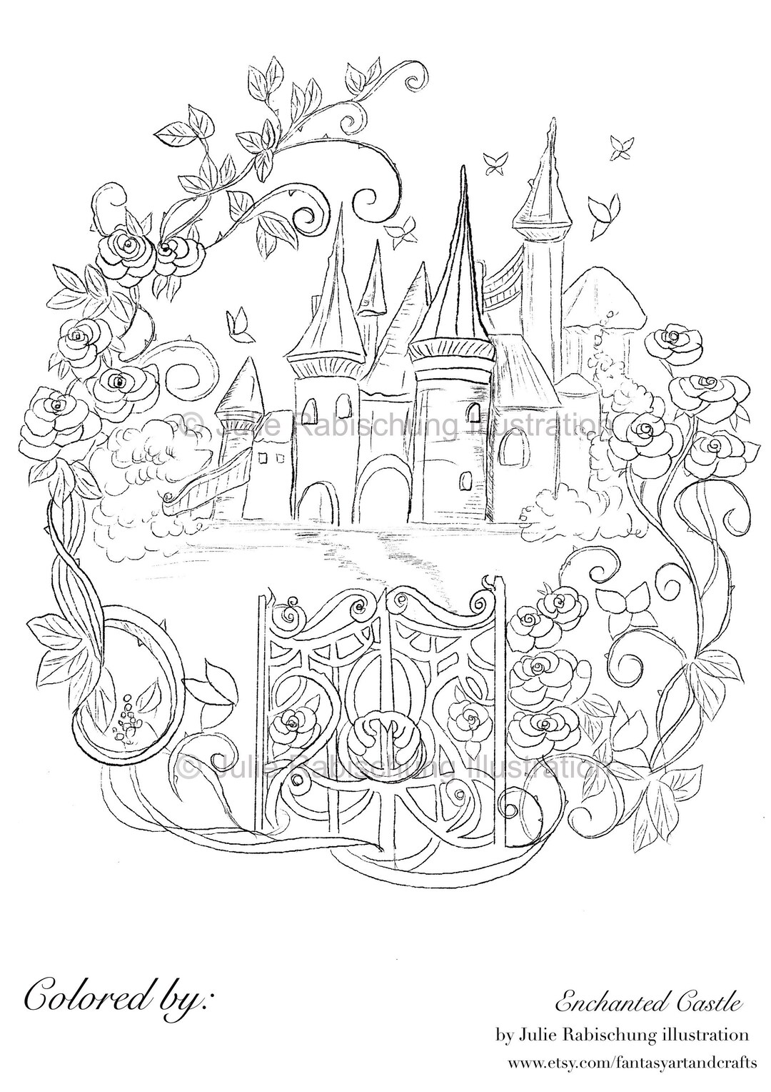 Fairy Tale Castle Coloring Page Enchanted Castle Coloring - Etsy