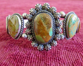 Quality Vintage Navajo Trapezoid Royston Turquoise Sterling Native American Jewelry Silver Bracelet Old Quality Vintage Navajo Trapezoid Royston Turquoise Sterling Native American Jewelry Silver Bracelet Old