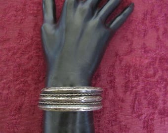 Douglas Etsitty Hand-stamped Cuff Bracelet, Navajo. Handmade