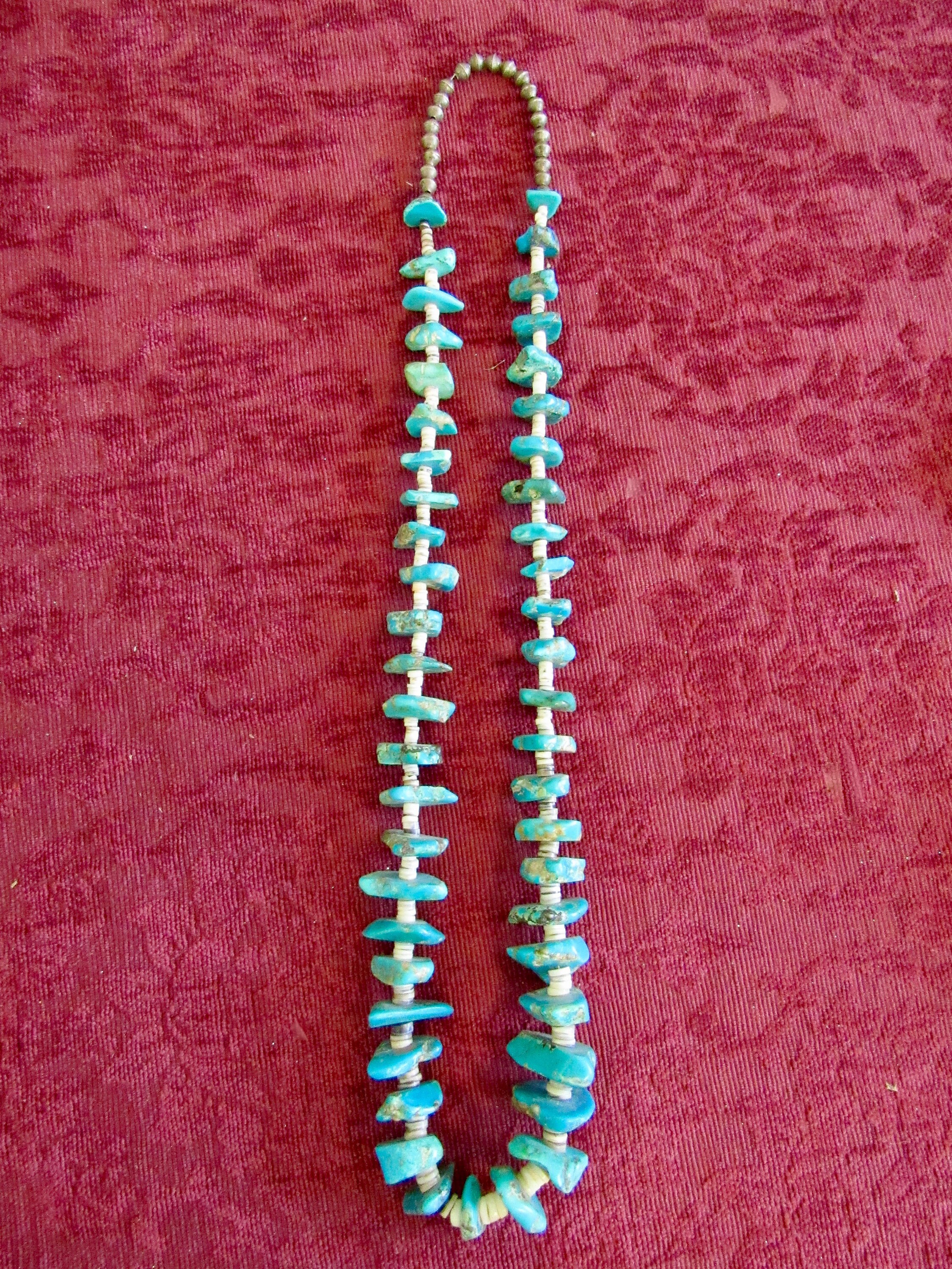 Turquoise特大 & antique beads Necklace Mid-20th Century, Beautiful, Long, Heavy Necklace of Natural