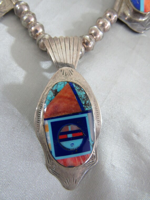 Navajo Signed Sterling Silver and Intricate Multi… - image 3