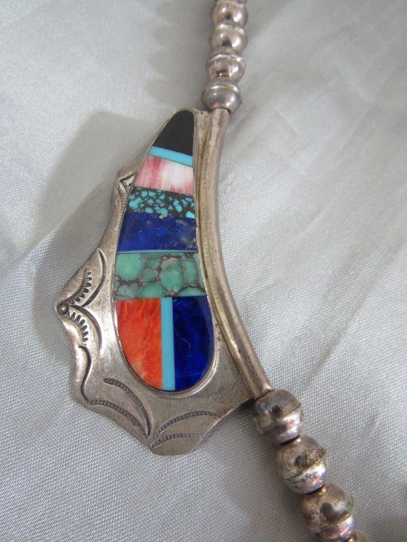 Navajo Signed Sterling Silver and Intricate Multi… - image 4