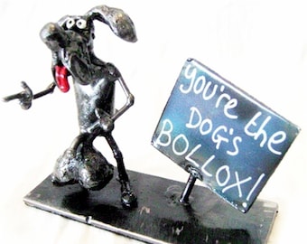 Dog with Unfeasibly Large Testicles- "You're The Dog's Bollox!" (Steel Sculpture)