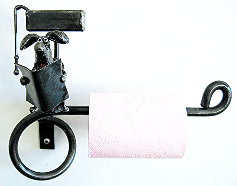 Dog Toilet Roll Holder With Dog Sitting on Toilet Etsy UK