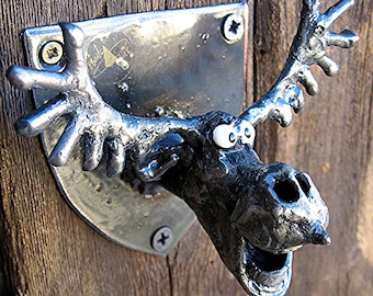 Bottle Opener - Wall Mounted Moose Head made from Recycled Metal