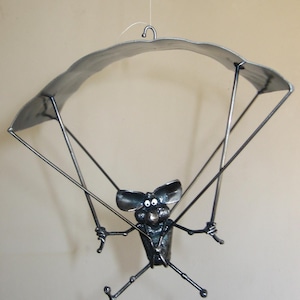 Parachutist Mouse made from Recycled Steel