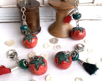 Ceramic tomato scissor fob