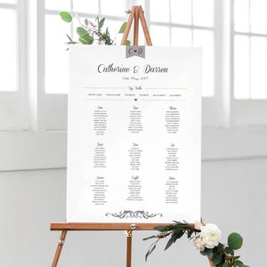 Elegant Type Wedding Table Plan | Elegant Wedding Day Stationery, Curly Font Wedding Stationery, Wedding Table Plan, Wedding Seating Plan