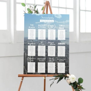 New York Table Plan Travel Themed Wedding, New York Wedding, Abroad Wedding, Table Plan, Seating Plan, Seating Chart, Day Stationery image 1