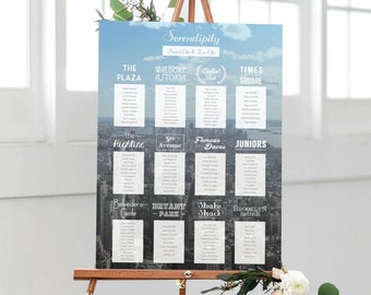 New York Table Plan | Travel Themed Wedding, New York Wedding, Abroad Wedding, Table Plan, Seating Plan, Seating Chart, Day Stationery