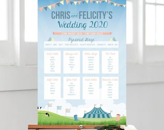 Festival Wedding Table Plan | Festival Themed Wedding, Couples Who Love Festivals, Festival Seating Plan, Music Lover Wedding Stationery