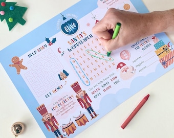 Personalised Christmas Activity Place Mat | Kid's Christmas Table Setting, Christmas Table Decoration, Place setting, Children’s Activity