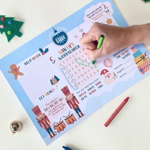 Personalisierte Weihnachtsaktivität Platzset | Kinder Weihnachtstischset, Weihnachtstischdekoration, Gedeck, Kinderaktivität