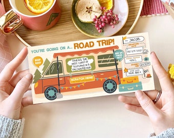 Road Trip Scratch Card Reveal Ticket | Road Trip Reveal, Campervan Holiday, Caravan Holiday, Staycation Reveal, Family Road Trip, Road Trip