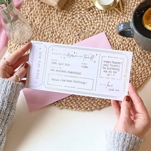 Spa Day Treatment Ticket Gift with Gold Foil | Spa Day Surprise, Mother's Day Gift, Spa Gift, Spa Day Treatment Gift, Surprise Spa Day