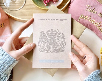 Passport Travel Card / Regalo personalizzato, Travel Card, Boarding Pass, Passport, UK Passport card