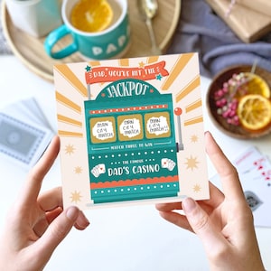 Carte à gratter Jackpot de papa | Carte de fête des pères, carte d'anniversaire de papa, idée cadeau pour papa, carte à gratter, révélation de cadeau, fête des pères